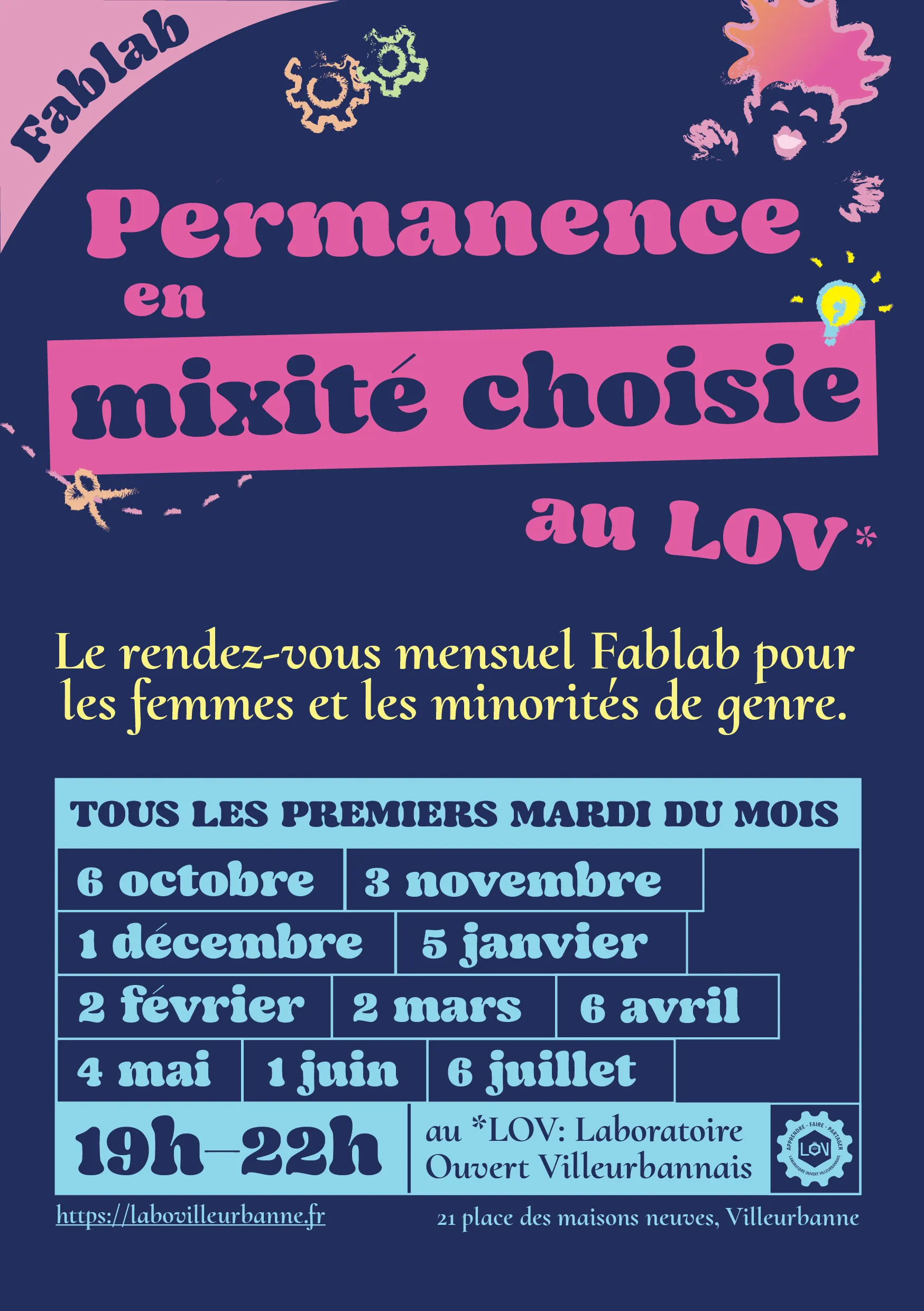 Poster: monthly chosen-mix session at the LOV, for women and gender minorities