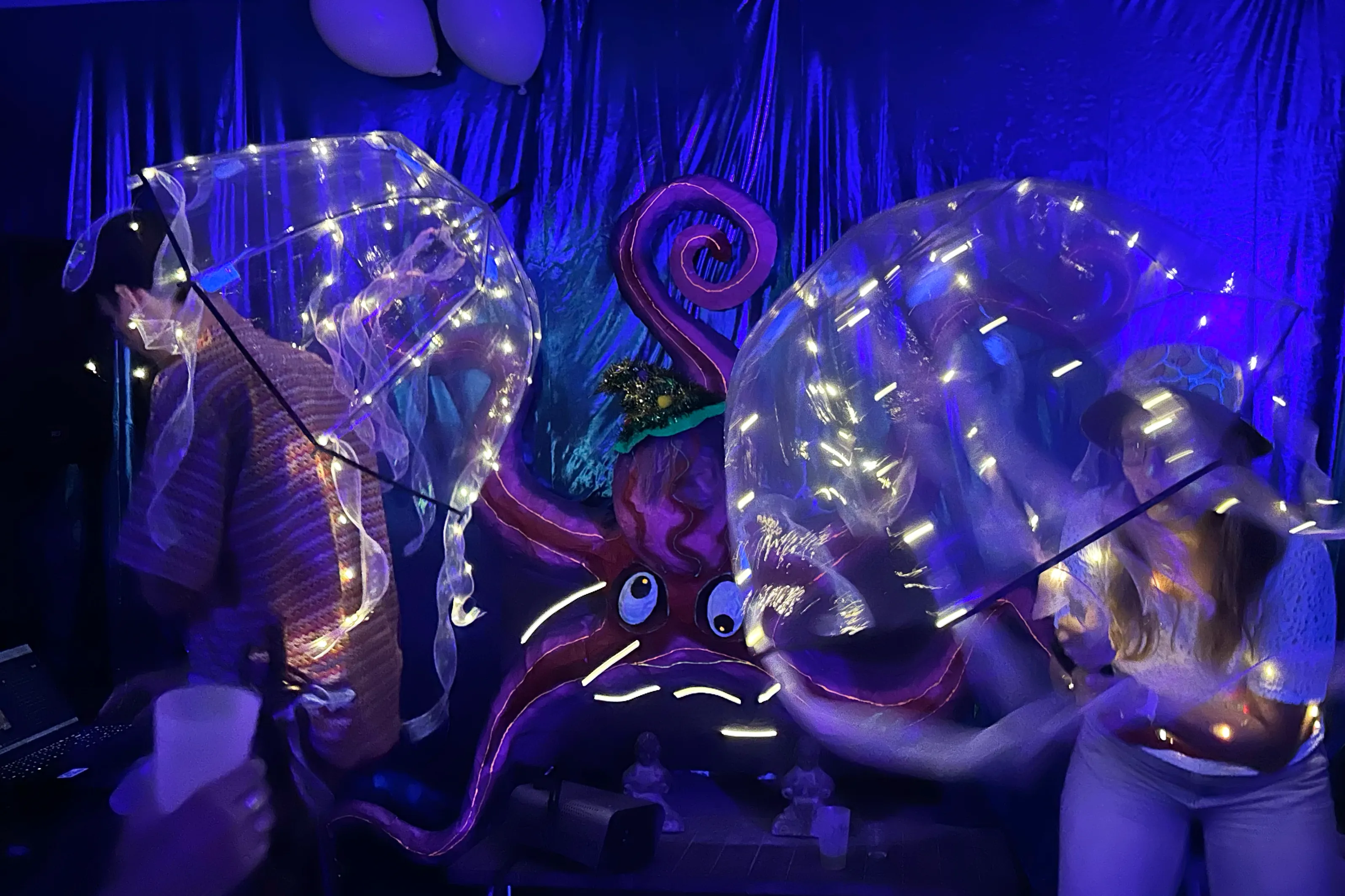 Aquarium scenography — during the party with jellyfish